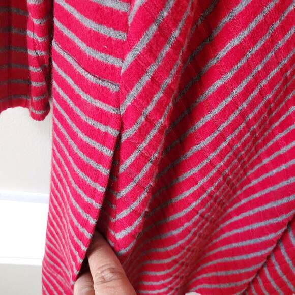 Chicos Red Gray Stripe Longline Cardigan Set 0 S Classic Holiday Career NEW - Picture 3 of 14